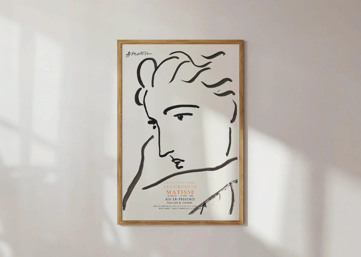 Henri Matisse - Profil de femme | Dessin d'art célèbre (disponible encadré à la main ou non encadré)