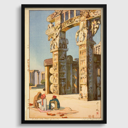 Hiroshi Yoshida Print: Japanese Woodblock Art - Gate to the Stupa at Sanchi