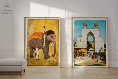 Hiroshi Yoshida India Art Print Duo: Elephant & Ajmer Gate