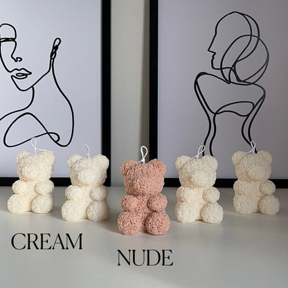 Bougie Ours en Peluche Rose : Décoration d'Intérieur en Cire de Soja Coulée à la Main