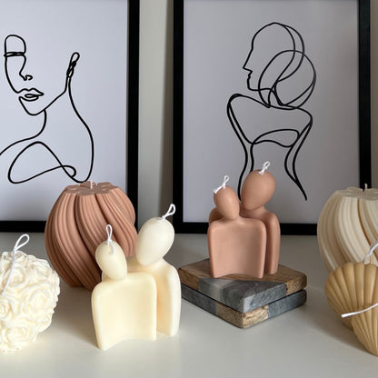 Ensemble de bougies de soja faites à la main pour couple | Décoration romantique