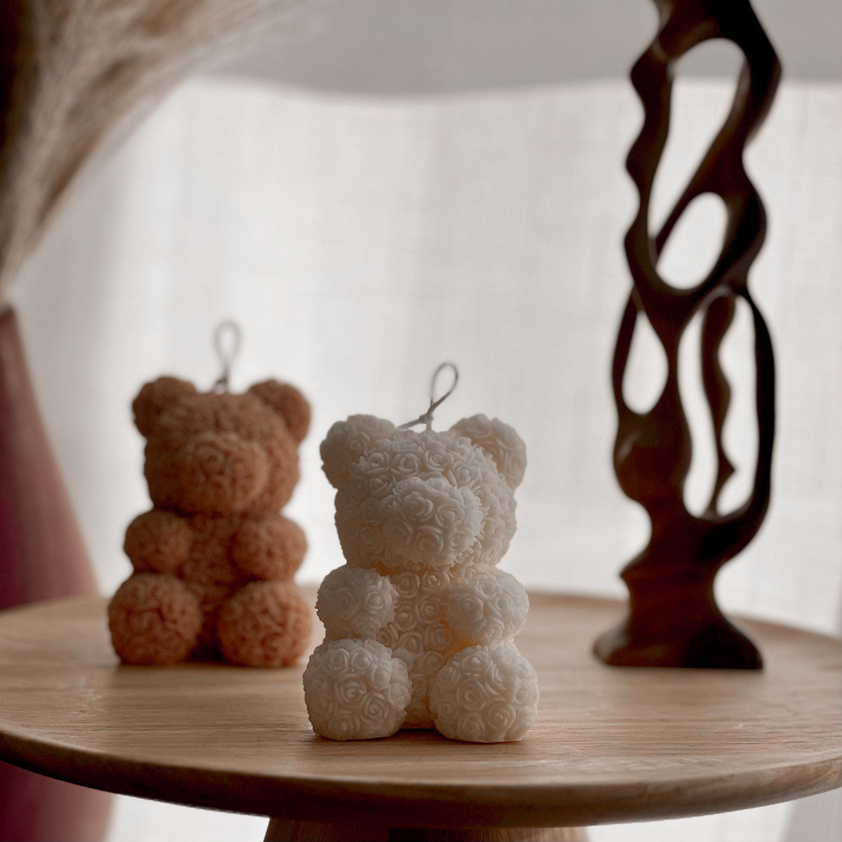 Bougie Ours en Peluche Rose : Décoration d'Intérieur en Cire de Soja Coulée à la Main