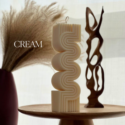 Grande bougie pilier nervurée | Bougie moderne en cire de soja, décoration intérieure