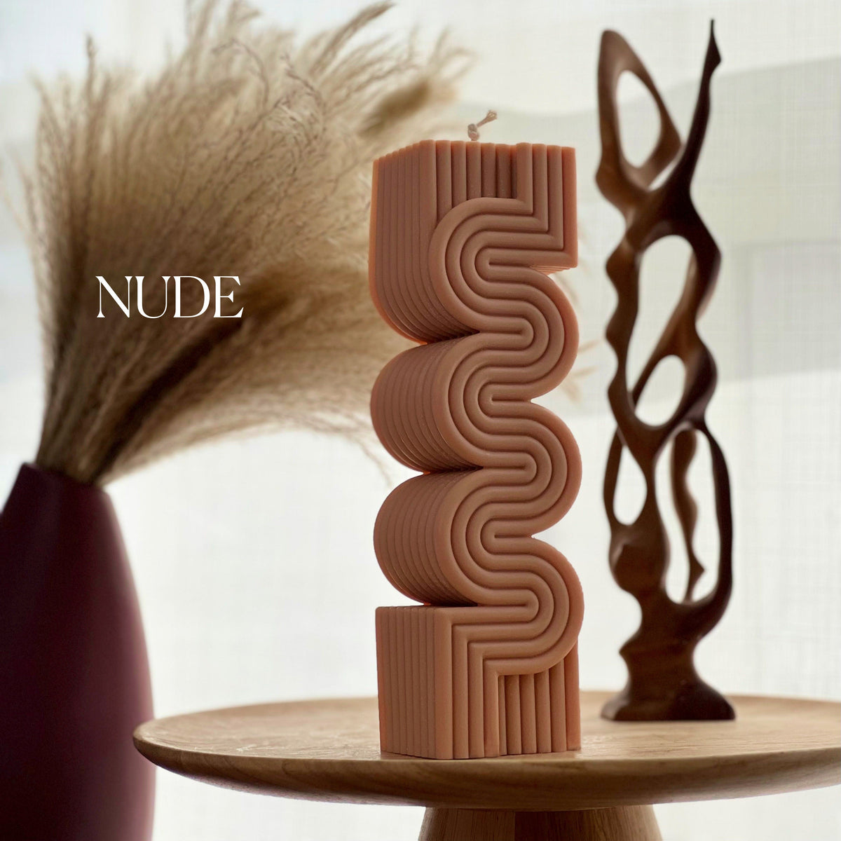 Grande bougie pilier nervurée | Bougie moderne en cire de soja, décoration intérieure