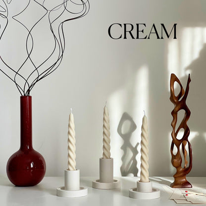 Bougie chandelle torsadée faite à la main en cire de soja : Bougie de dîner pastel