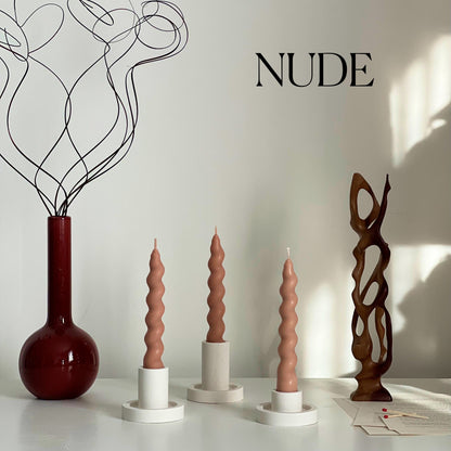 Bougie Conique Torsadée en Cire de Soja | Décoration Faite Main