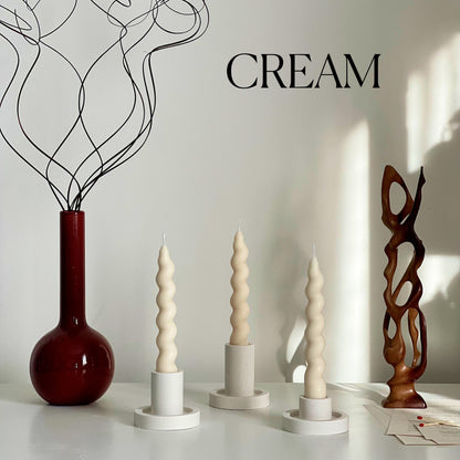 Bougie Conique Torsadée en Cire de Soja | Décoration Faite Main
