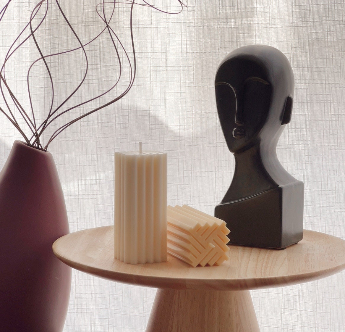 Bougie en Cire de Soja Pilier Géométrique : Décoration Moderne Minimaliste