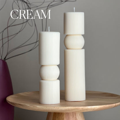 Lot de bougies en cire de soja cannelées de style romain | Grande bougie pilier, Décoration intérieure