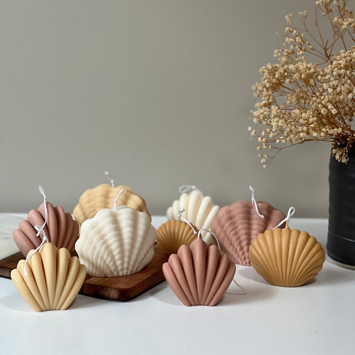 Grande bougie en cire de soja en forme de coquille | Décoration d'intérieur