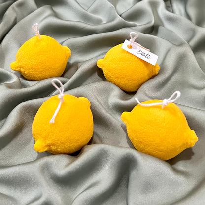 Bougie en cire de soja en forme de citron : Décoration végétalienne minimaliste