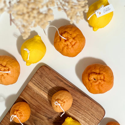 Bougie en cire de soja en forme de citron : Décoration végétalienne minimaliste
