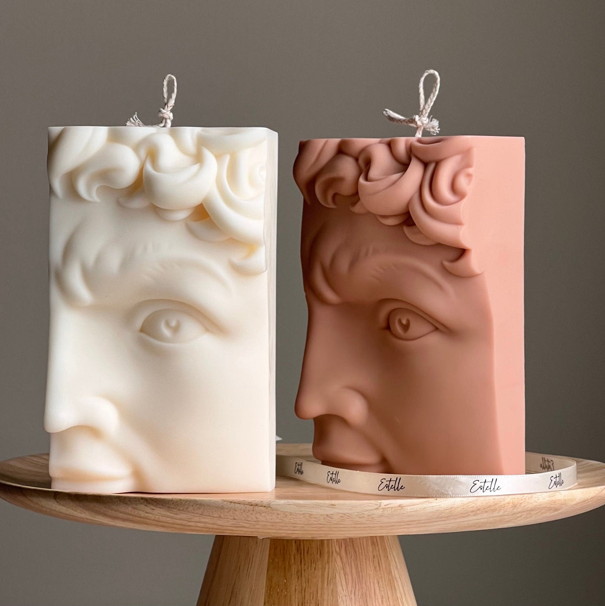 Bougie en cire de soja Tête de David | Bougie statue buste