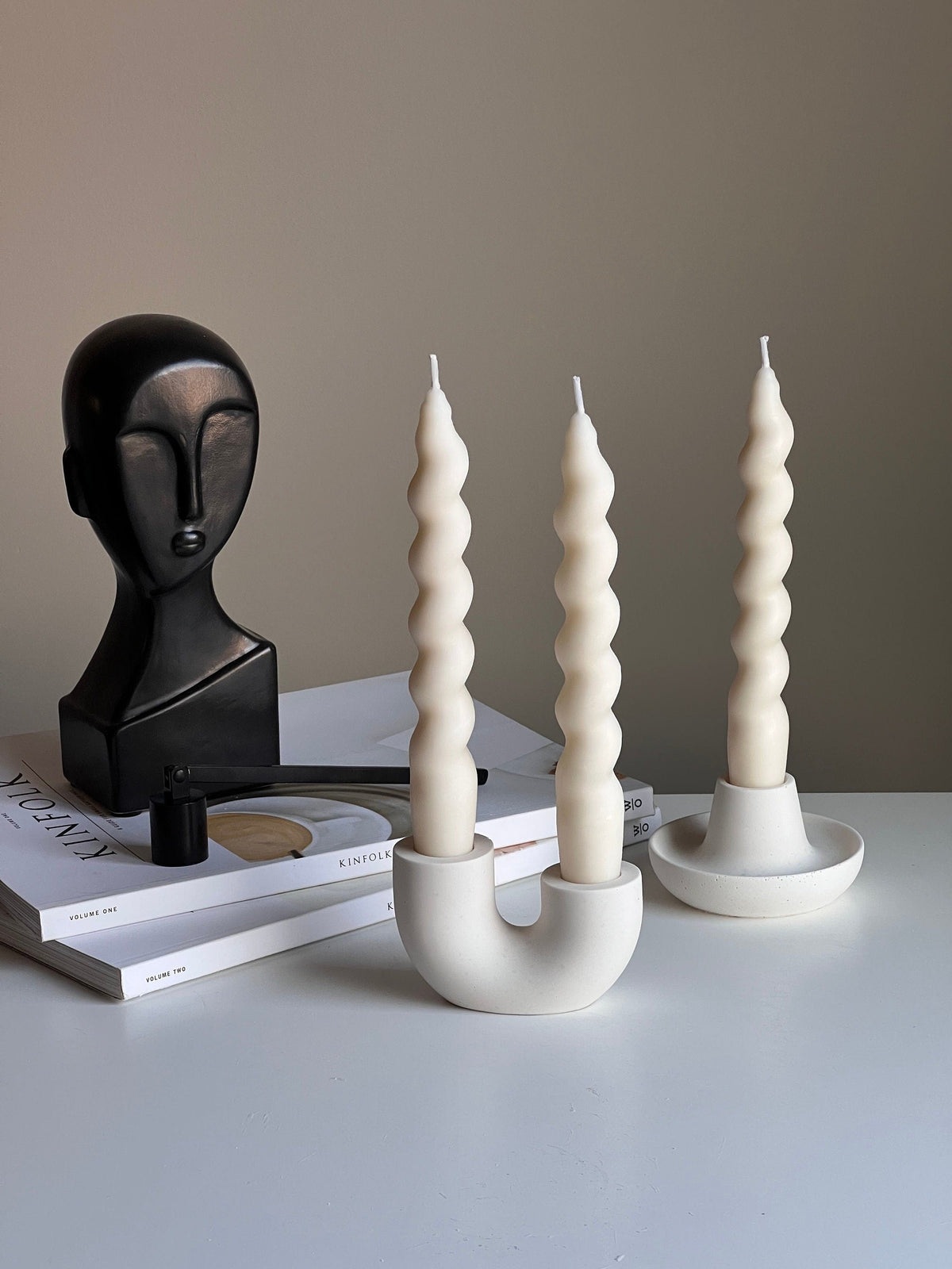 Bougeoir double en Jesmonite | Décoration de table de mariage moderne