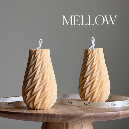 Geometric Wavy Soy Pillar Candle: Minimalist Home Decor