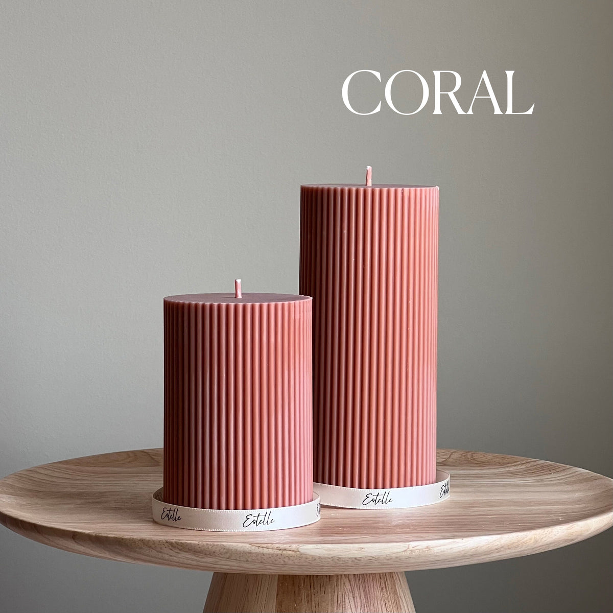 Lot de bougies pilier côtelées en cire de soja | Non parfumées, décoratives