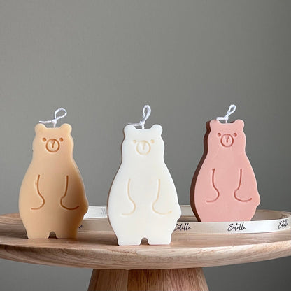 Bougie Ours en Peluche Faite Main en Cire de Soja : Cadeau Décoration Chambre d'Enfant