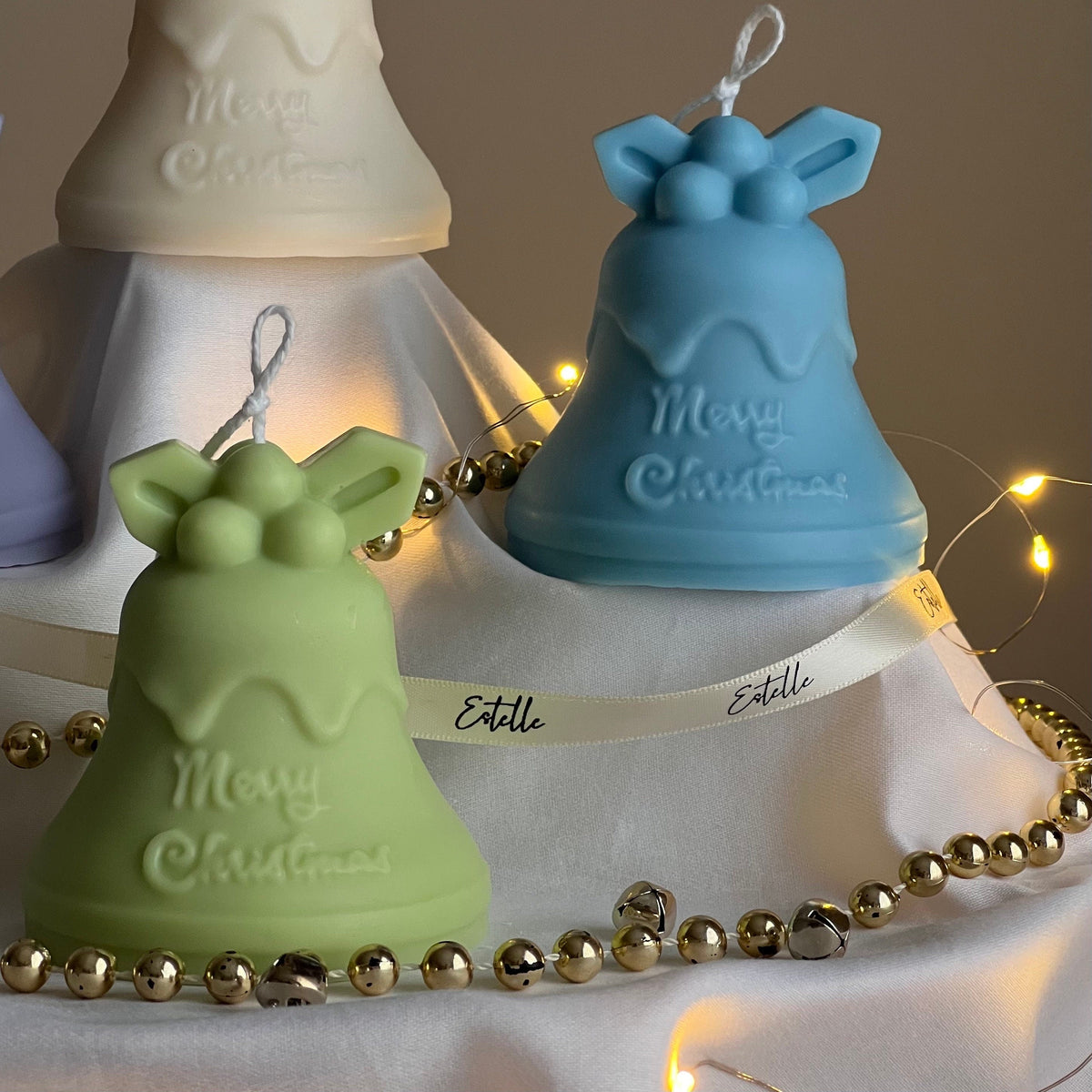 Bougie en Cire de Soja Cloche de Noël Faite à la Main | Décoration de Fêtes