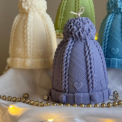 Bougie chapeau de Noël coulée à la main : Décoration festive en cire de soja