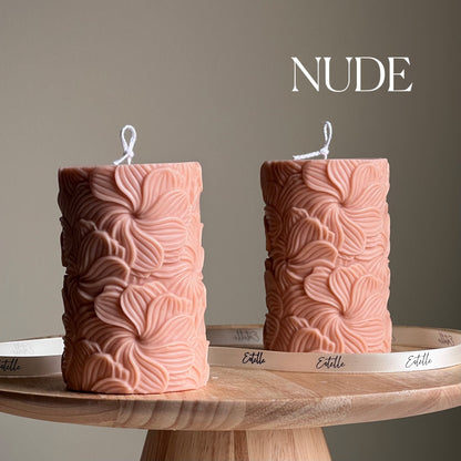 Bougie sculpturale fleurie | Cierge en cire de soja
