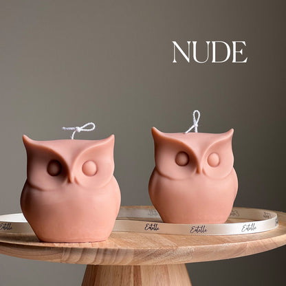 Bougie Chouette Sculpturale | Cire de Soja Végétalienne, Décoration d'Automne