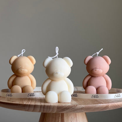 Petite bougie Ours en peluche : cire de soja sculpturale, parfum personnalisé