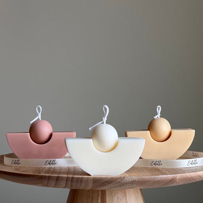 Bougie Géométrique en Soja : Décoration d'Intérieur Minimaliste, Bougie Non Parfumée