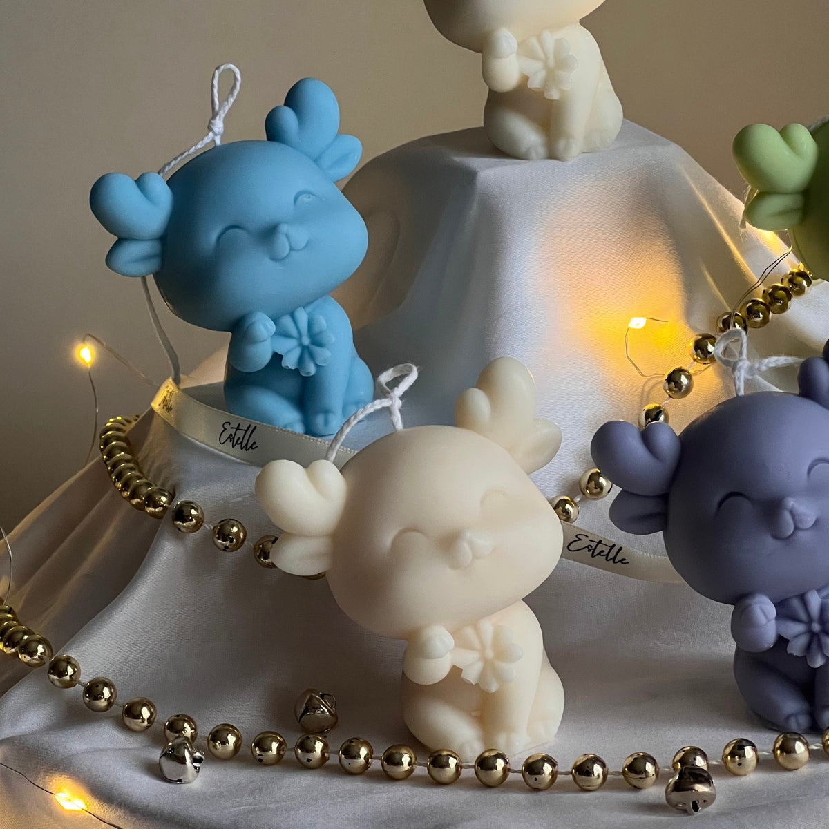 Bougie de Noël en cire de soja « Renne » faite à la main : Cadeau de décoration de fêtes
