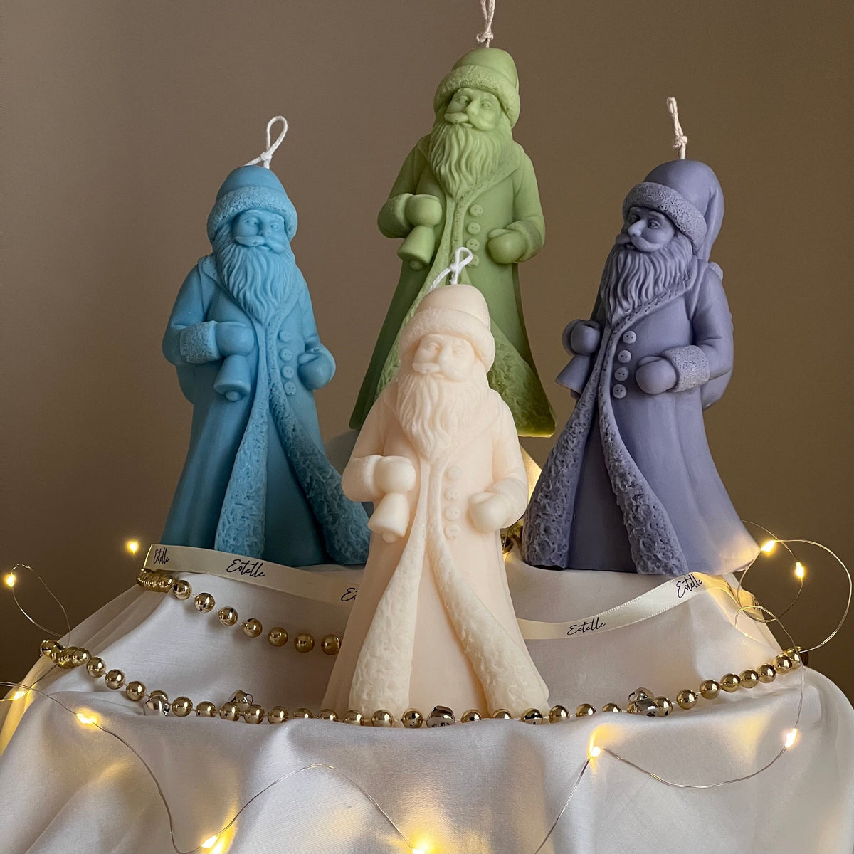 Bougie au soja faite à la main Père Noël : Décoration de Noël festive