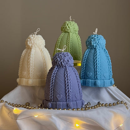 Bougie chapeau de Noël coulée à la main : Décoration festive en cire de soja
