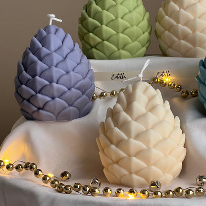 Bougie de Soja Pomme de Pin Faite à la Main : Décoration de Noël