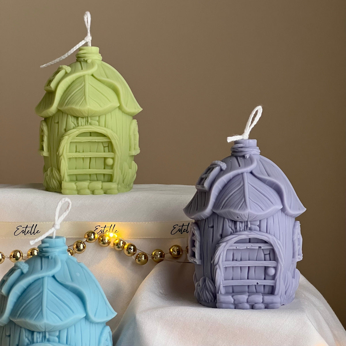 Bougie en cire de soja Leaf House : Cadeau de décoration de Noël fait à la main