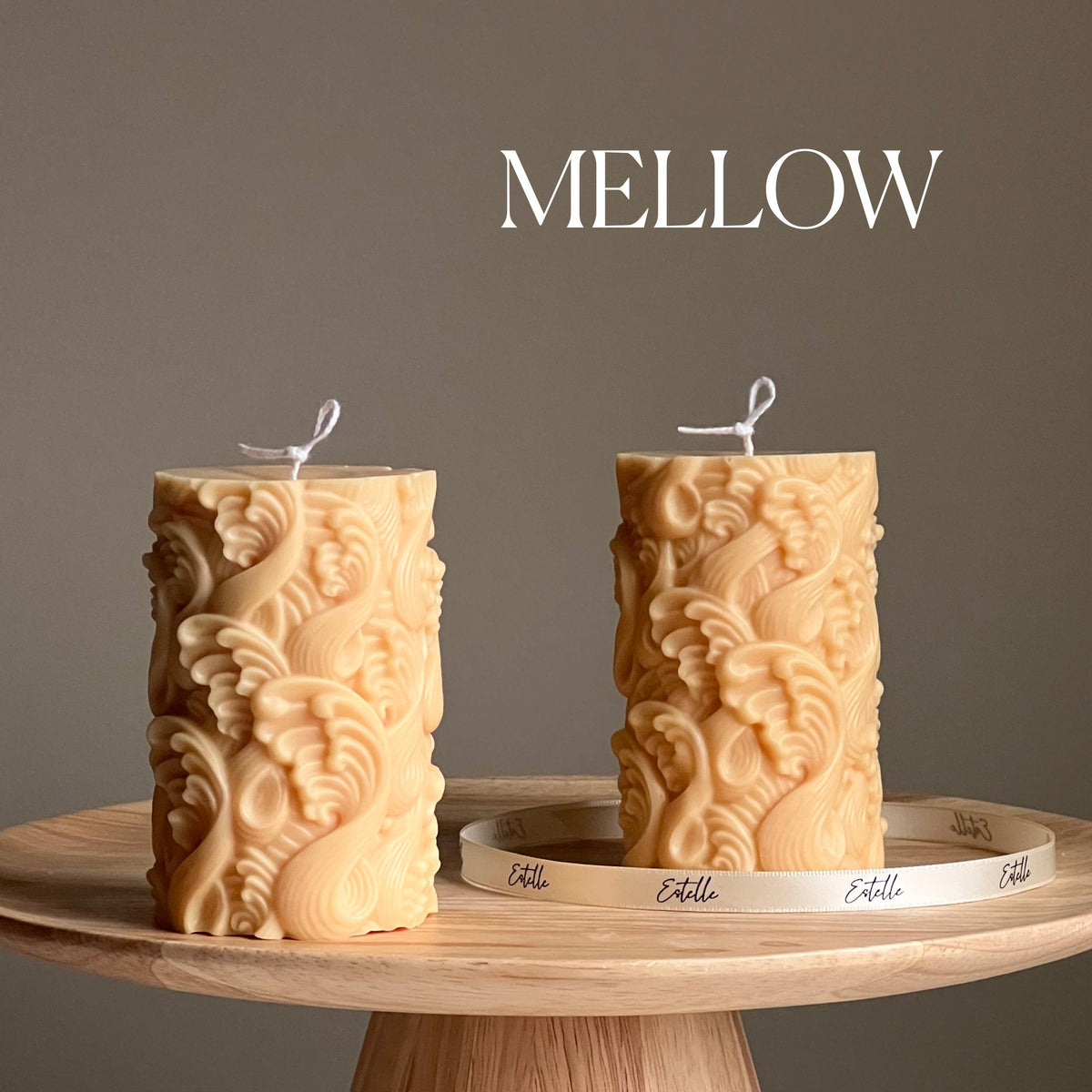 Bougie de soja Wave Pillar : Bougie décorative faite à la main non parfumée