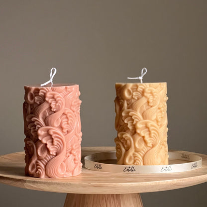 Bougie de soja Wave Pillar : Bougie décorative faite à la main non parfumée