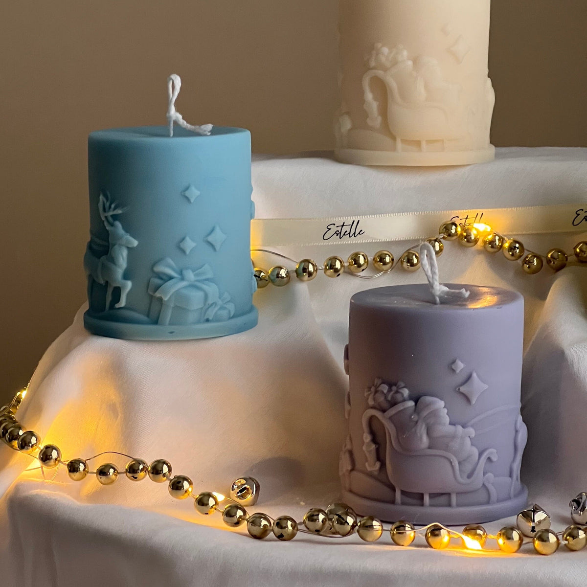 Bougie au soja Père Noël fabriquée à la main : Décoration de Noël