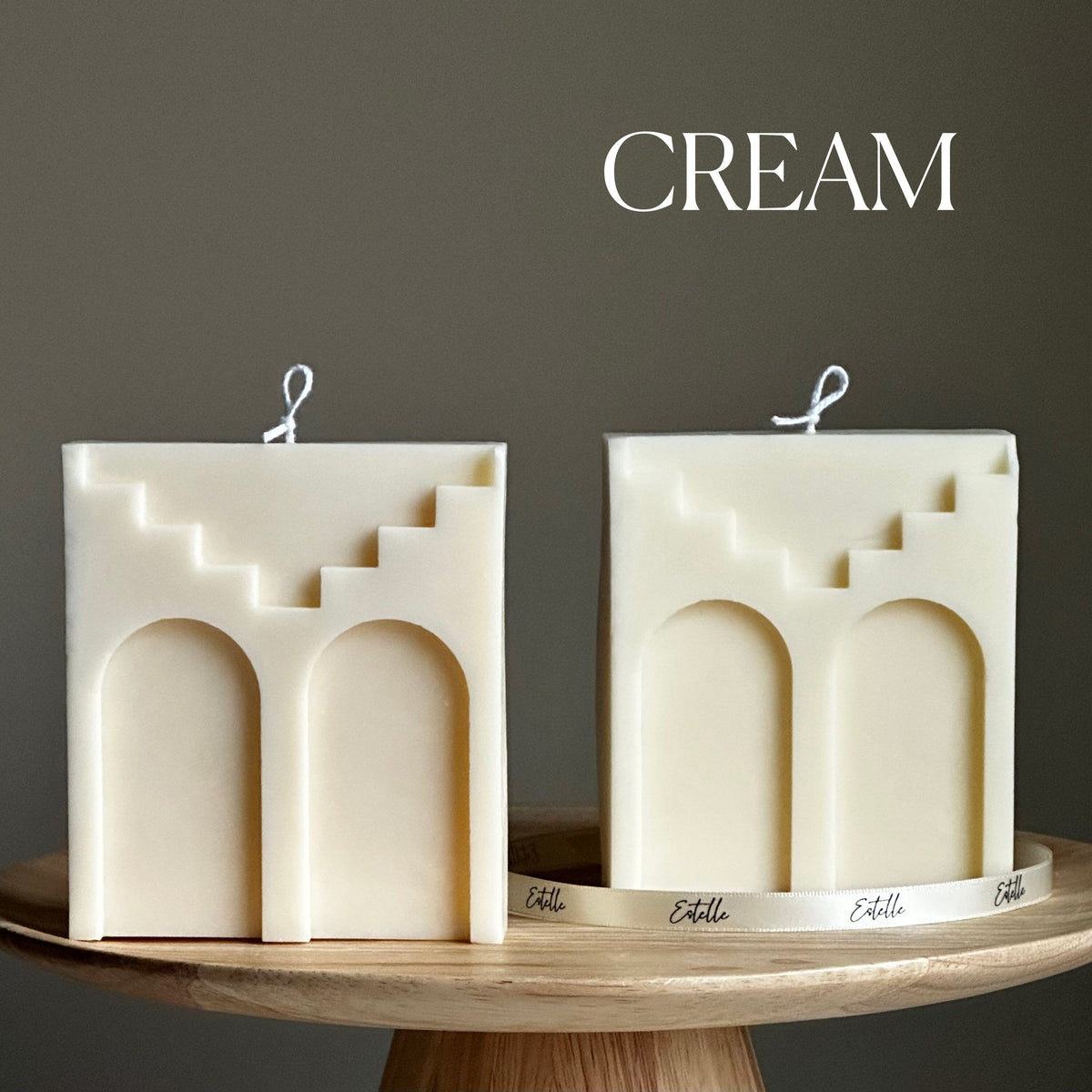 Bougie double arche en cire de soja : bougie décorative artisanale sans parfum