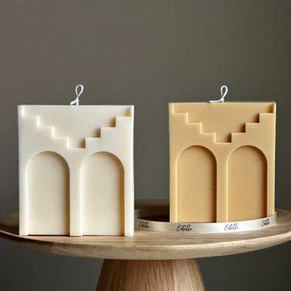 Bougie double arche en cire de soja : bougie décorative artisanale sans parfum
