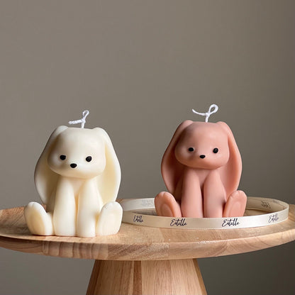 Bougie en cire de soja lapin faite main | Bougie pilier Sakura