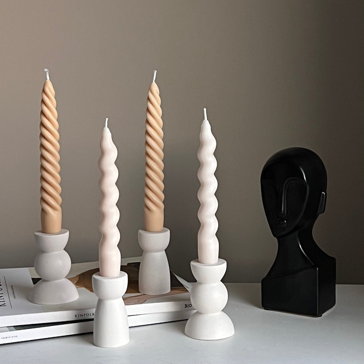 Bougeoir rond en jésonite : Décoration de table minimaliste