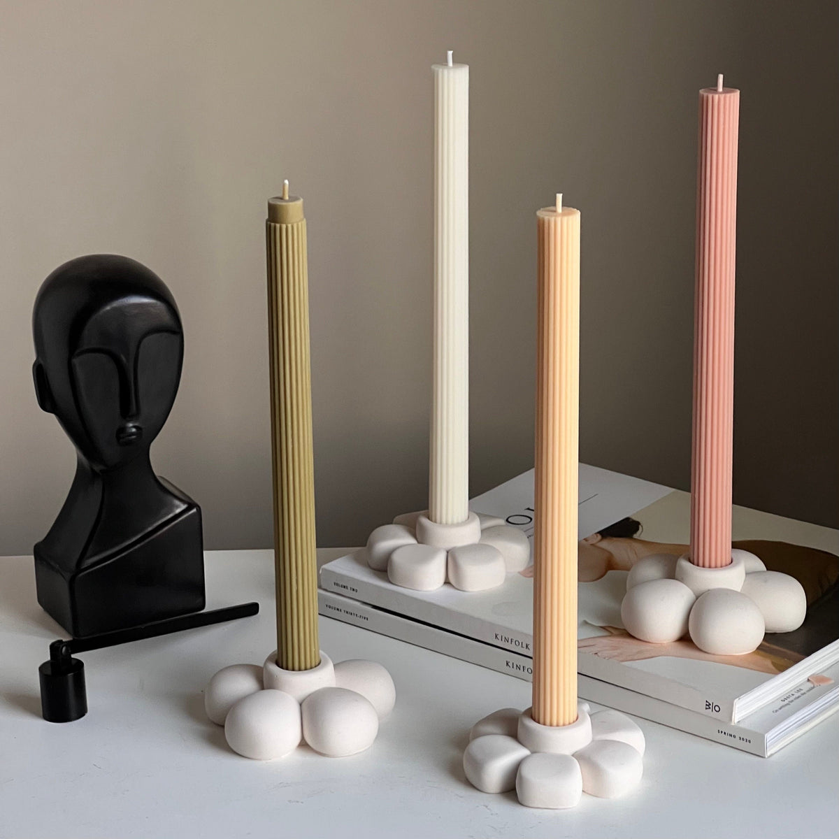 Bougeoir Fleur en Jesmonite : Décoration de Table Faite Main