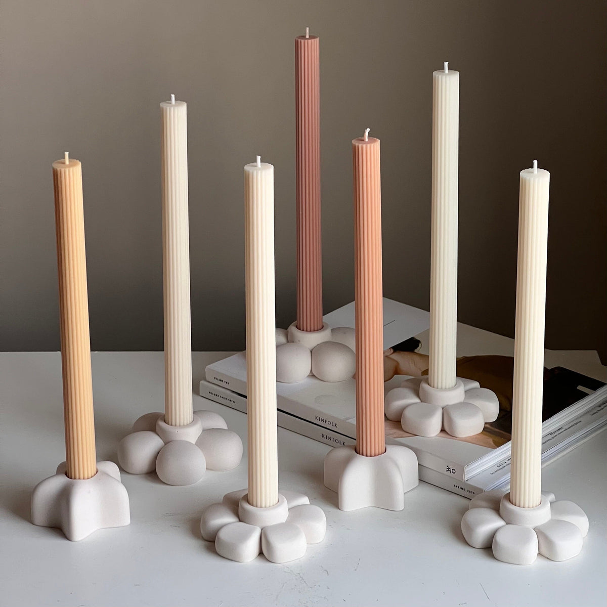 Bougeoir Fleur en Jesmonite : Décoration de Table Faite Main