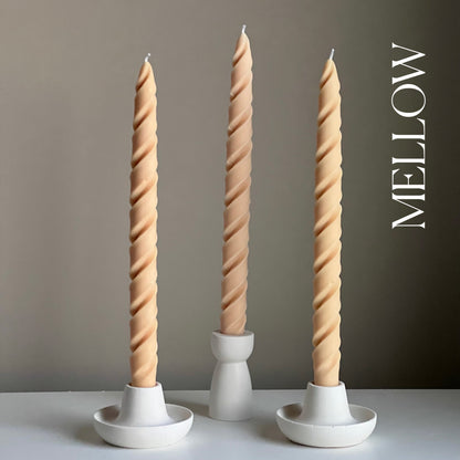 Tall Twisted Soy Wax Taper Candle: Handmade Pastel Decor