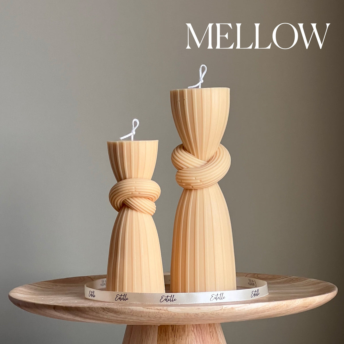 Lot de bougies pilier nouées : bougie en cire de soja côtelée, décoration d'intérieur