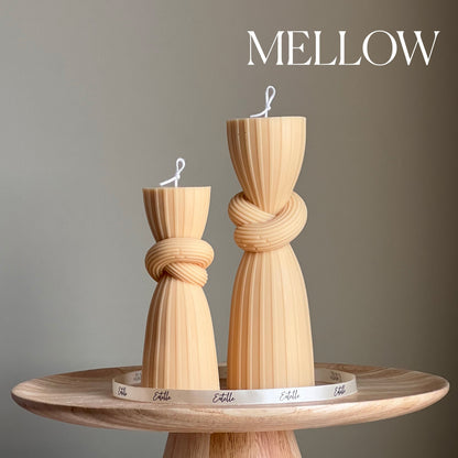 Lot de bougies pilier nouées : bougie en cire de soja côtelée, décoration d'intérieur