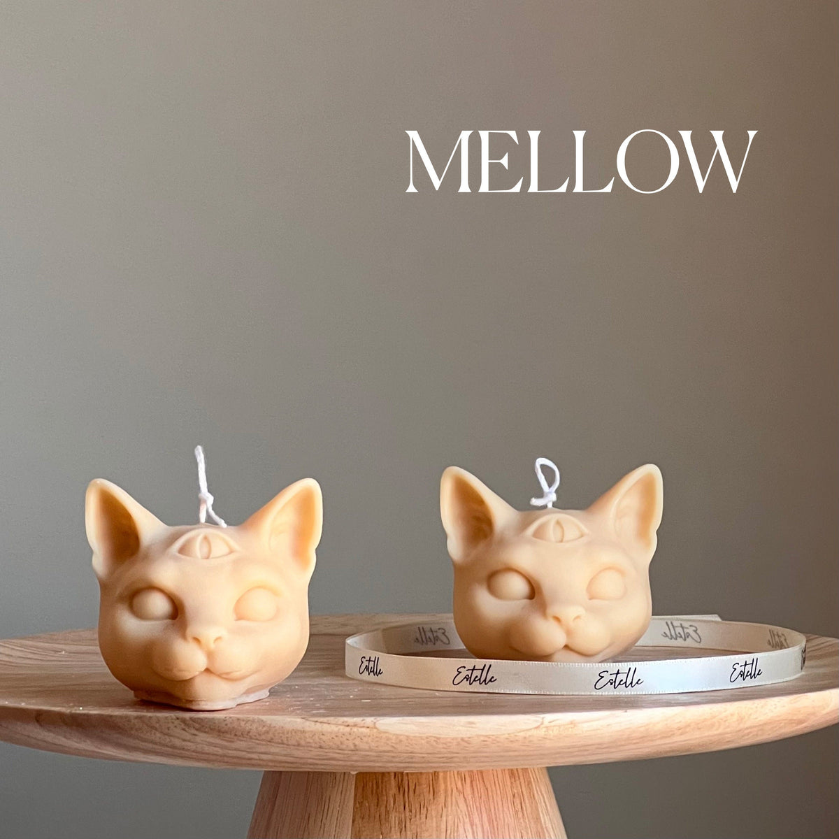 Bougie artisanale en forme de tête de chat (soja) : Décoration tendance pour la maison