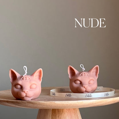 Bougie artisanale en forme de tête de chat (soja) : Décoration tendance pour la maison