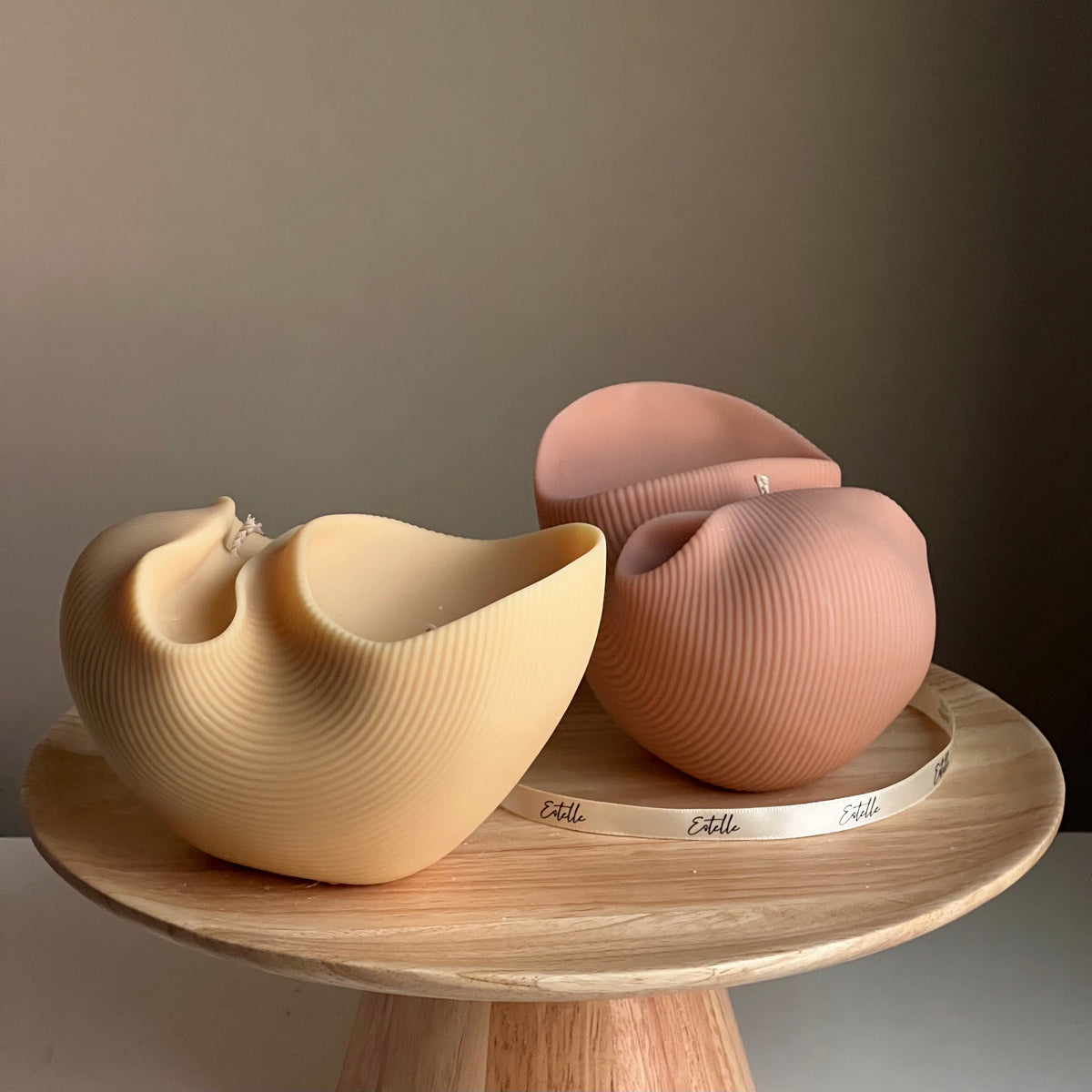 Grande bougie en cire de soja Coquillage | Décoration unique en forme de coquille de palourde