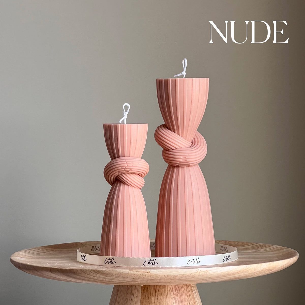 Lot de bougies pilier nouées : bougie en cire de soja côtelée, décoration d'intérieur