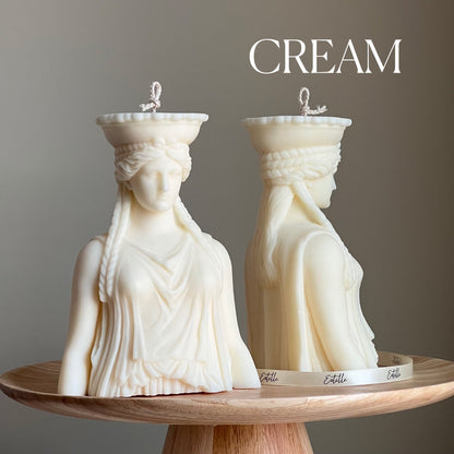 Bougie Caryatide : Bougie pilier sculpturale en cire de soja
