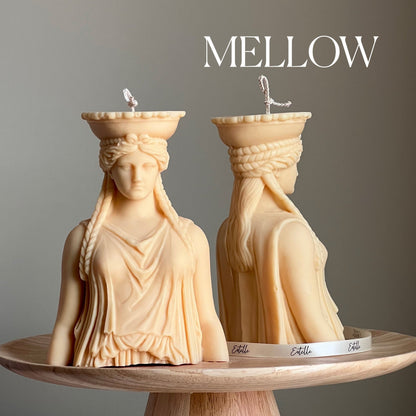 Bougie Caryatide : Bougie pilier sculpturale en cire de soja